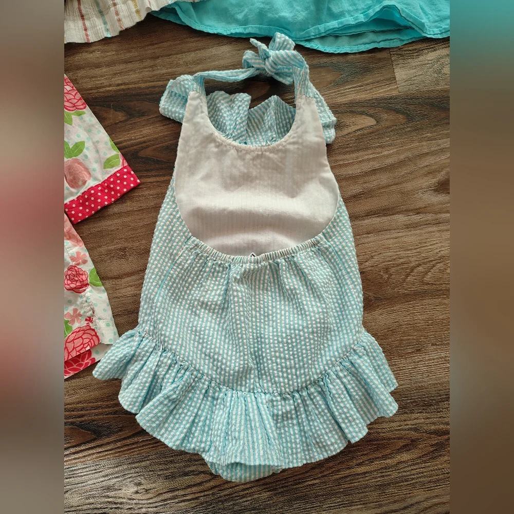 Toddler Girl 3T Dress‎ & Romper Bundle  Vintage Seersucker Gymboree Piper Baby